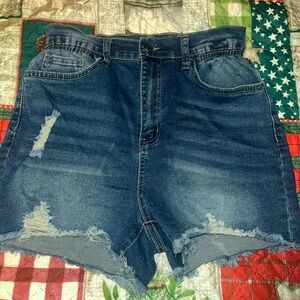 SHEIN Denim Distressed Women Shorts